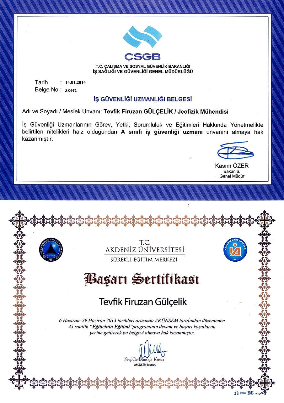A Sınıfı İş Güvenliği Uzmanı Sertifikası
